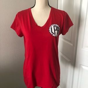 ❤️3X20 V NECK RED PATRIOTS LB LADIES T-SHIRT | L